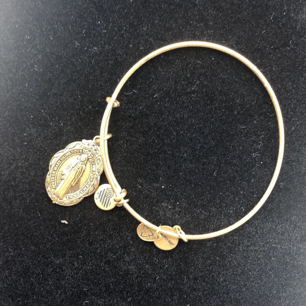 Alex and Ani Mother Mary Charm Bangle Expandable from 2" to 3.5" - Picture 3 of 4